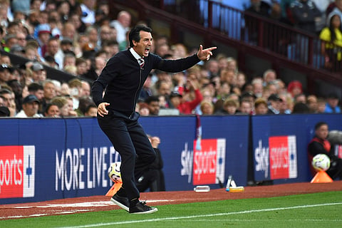 Premier League 2024-25: Aston Villa's head coach Unai Emery reacts during match against Arsenal